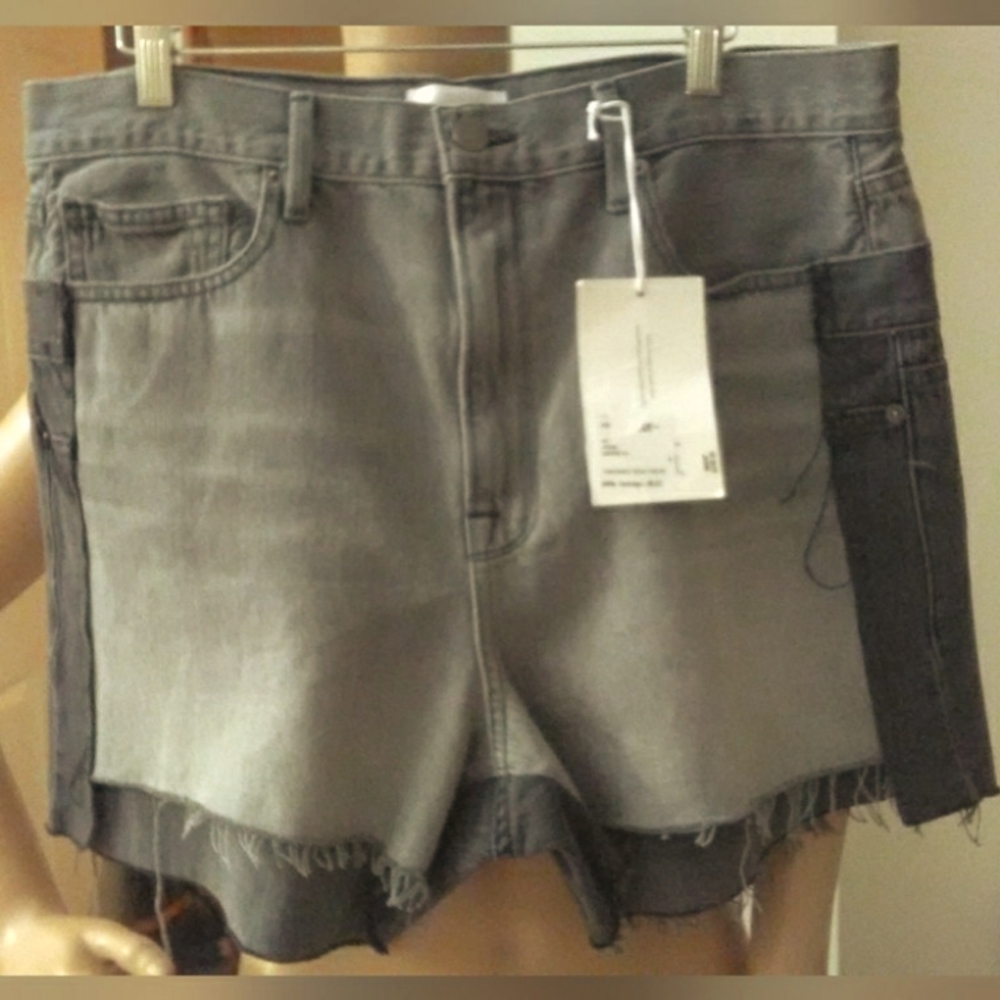 BNWT JEAN SHORTS BY FRAME ( HIGHLINE) SZ.31 2 TONE. WASHED BLACK & GREY  🔥🔥🔥